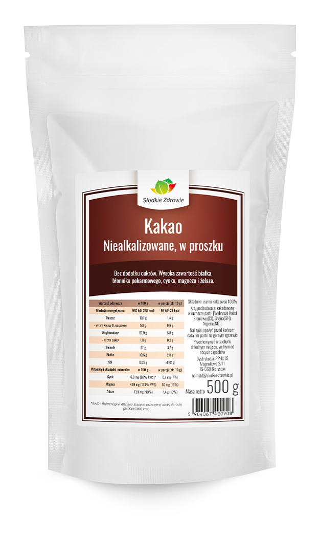 Kakao - naturalne w proszku niealkalizowane - 500g